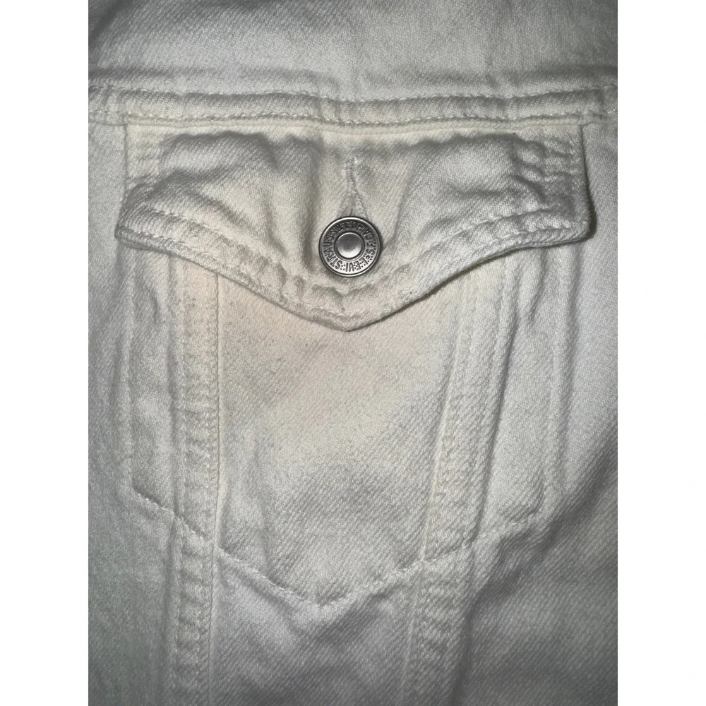Levis Mens Trucker Jacket Cream Off White Denim Button Up Coat Size Medium - Picture 8 of 16